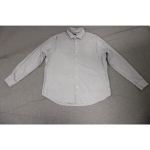 Old Navy Dress Shirt Mens XL White Gray Striped Stretch Slim Fit Formal